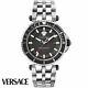 Versace Veak00318 V-race Diver Black Silver Stainless Steel Men's Watch New