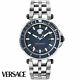 Versace Veak00418 V-race Diver Blue Silver Stainless Steel Men's Watch New