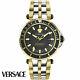 Versace Veak00518 V-race Diver Black Silver Gold Stainless Steel Men's Watch New