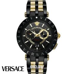 Versace VEBV00619 V-Race gold black Stainless Steel Men's Watch NEW