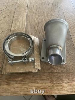 Adaptateur CX Racing en acier inoxydable moulé T4 vers V Band de 3 pouces avec tube pour soupape de décharge de 44 mm