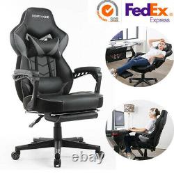 Chaise De Bureau Gaming Racing Exécutif En Cuir Ordinateur Fauteuil Pivotant Avec Repose-pied