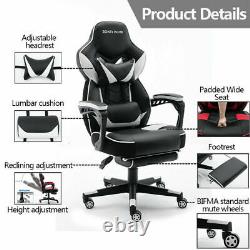 Chaise De Bureau Gaming Racing Exécutif En Cuir Ordinateur Fauteuil Pivotant Avec Repose-pied