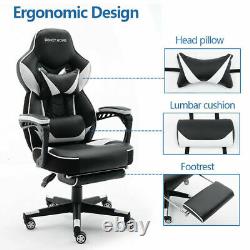 Chaise De Bureau Gaming Racing Exécutif En Cuir Ordinateur Fauteuil Pivotant Avec Repose-pied