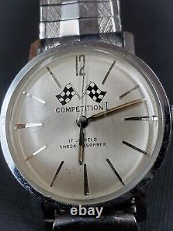 Competition Racing Watch Vintage Drapeau Design Cadran Exposition Case Retour 9021-9045