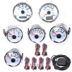 ENSEMBLE DE 6 COMPTEURS CLASSIQUES MOTOR METER RACING - Compte-tours en acier inoxydable, plaque blanche