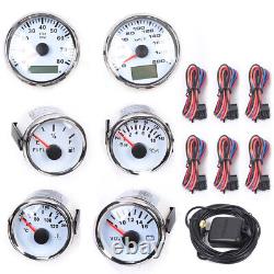 ENSEMBLE DE 6 COMPTEURS CLASSIQUES MOTOR METER RACING - Compte-tours en acier inoxydable, plaque blanche