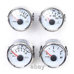 ENSEMBLE DE 6 COMPTEURS CLASSIQUES MOTOR METER RACING - Compte-tours en acier inoxydable, plaque blanche