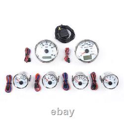 ENSEMBLE DE 6 COMPTEURS CLASSIQUES MOTOR METER RACING - Compte-tours en acier inoxydable, plaque blanche