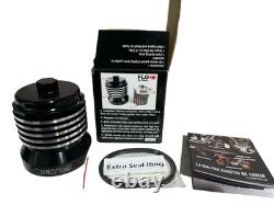Filtre à huile vissable en acier inoxydable PC Racing Flo, noir avec finition polie, PCS4BC