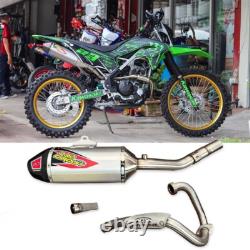 Kit d’échappement complet de course en acier inoxydable avec embout en carbone pour Kawasaki KLX 230