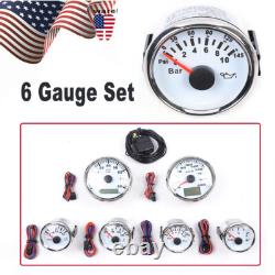 MOTOR METER RACING Ensemble classique de 6 cadrans compteur de vitesse plaque en acier inoxydable blanche