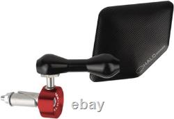 Miroir de guidon droit en acier inoxydable rouge Driven Racing Halo pour moto