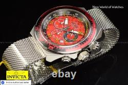 Montre Chronographe Invicta Homme 50mm Rouge avec Cadran en Acier Inoxydable et Bracelet en Maille