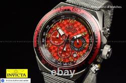 Montre Chronographe Invicta Homme 50mm Rouge avec Cadran en Acier Inoxydable et Bracelet en Maille