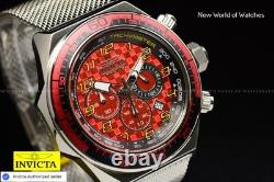 Montre Chronographe Invicta Homme 50mm Rouge avec Cadran en Acier Inoxydable et Bracelet en Maille