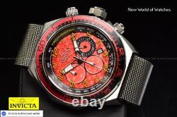 Montre Chronographe Invicta Homme 50mm Rouge avec Cadran en Acier Inoxydable et Bracelet en Maille