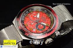 Montre Chronographe Invicta Homme 50mm Rouge avec Cadran en Acier Inoxydable et Bracelet en Maille