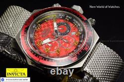 Montre Chronographe Invicta Homme 50mm Rouge avec Cadran en Acier Inoxydable et Bracelet en Maille