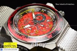 Montre Chronographe Invicta Homme 50mm Rouge avec Cadran en Acier Inoxydable et Bracelet en Maille