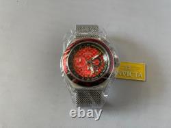 Montre Invicta Homme Chronographe 50 mm ROUGE avec cadran en acier inoxydable et bracelet en maille