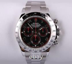 Montre Rolex Daytona 116520 en acier inoxydable de 40 mm – cadran Racing noir à chiffres arabes
