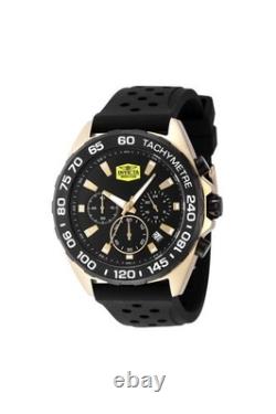 Montre à quartz pour homme Racing en acier inoxydable 43 mm, or/noir, bracelet