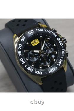 Montre à quartz pour homme Racing en acier inoxydable 43 mm, or/noir, bracelet