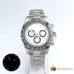 Montre de sport chronographe à cadran panda 40 mm en acier inoxydable, montre automatique