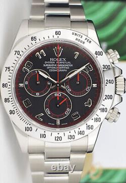 ROLEX 40mm Acier inoxydable DAYTONA Cadran de course noir Boucle grasse 116520 SANT BLANC