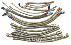 Raccords AN en acier inoxydable, lot de durites de carburant tressées en inox, d’occasion, pour course vintage