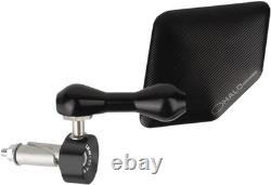 Rétroviseur d’extrémité de guidon droit Driven Racing Halo en acier inoxydable noir DHBMR-BK