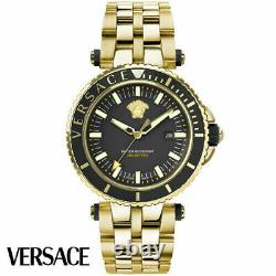 Versace Veak00618 V-race Diver Or Noir Acier Inoxydable Montre Homme Nouveau